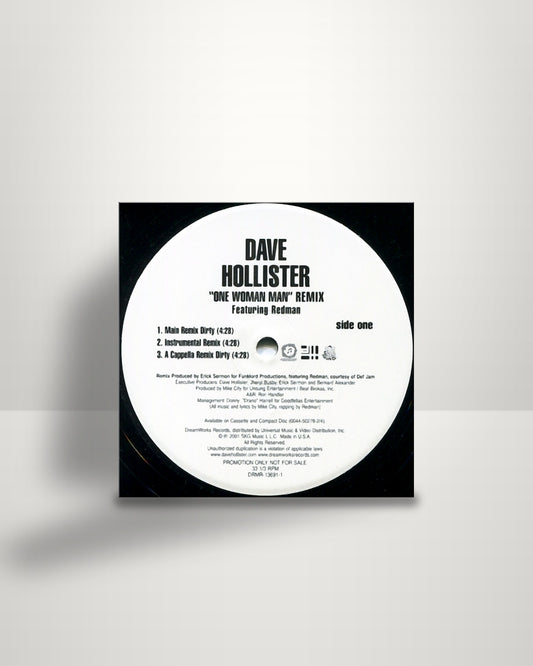 Dave Hollister Featuring Redman – One Woman Man (Remix) - 12" - DreamWorks Records US 2001