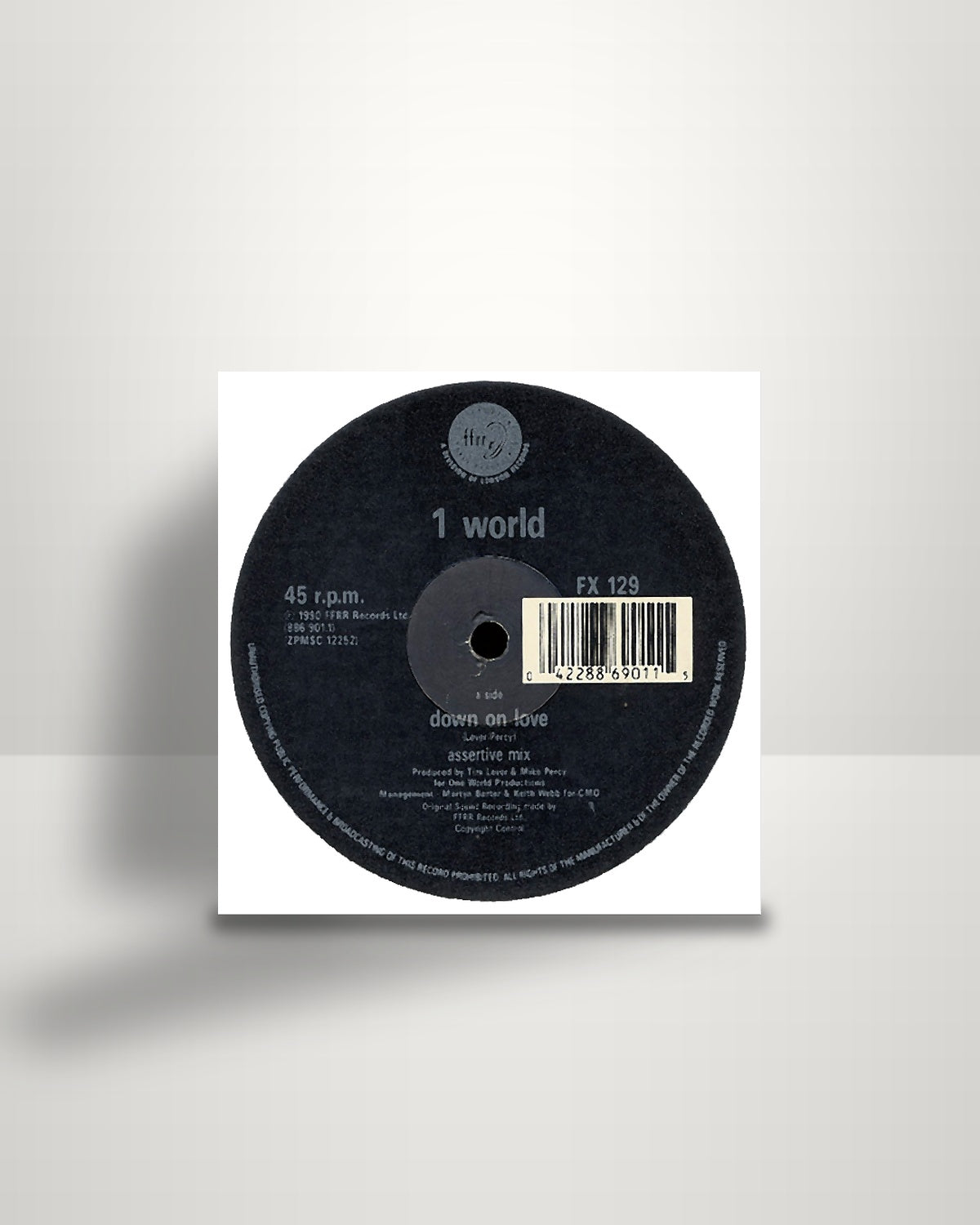 1 World – Down On Love - 12" - FFRR UK 1990