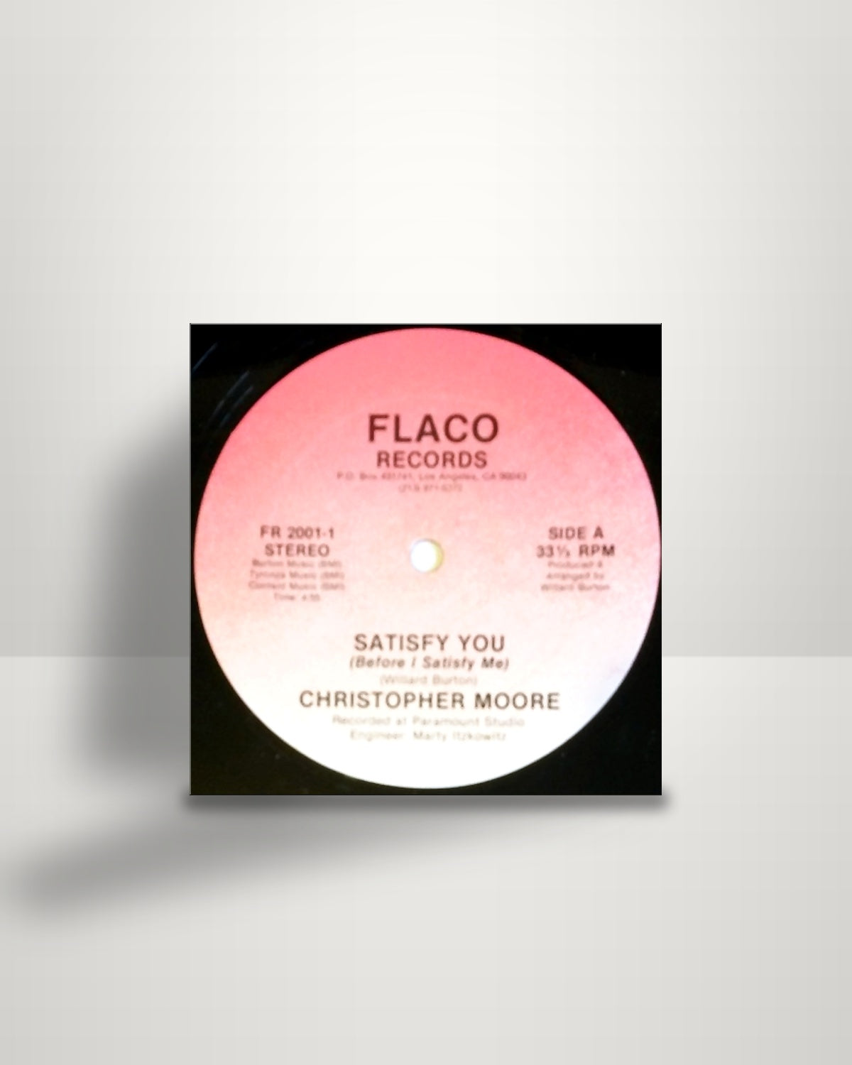Christopher Moore – Satisfy You (Before I Satisfy Me) - 12" - Flaco Records US