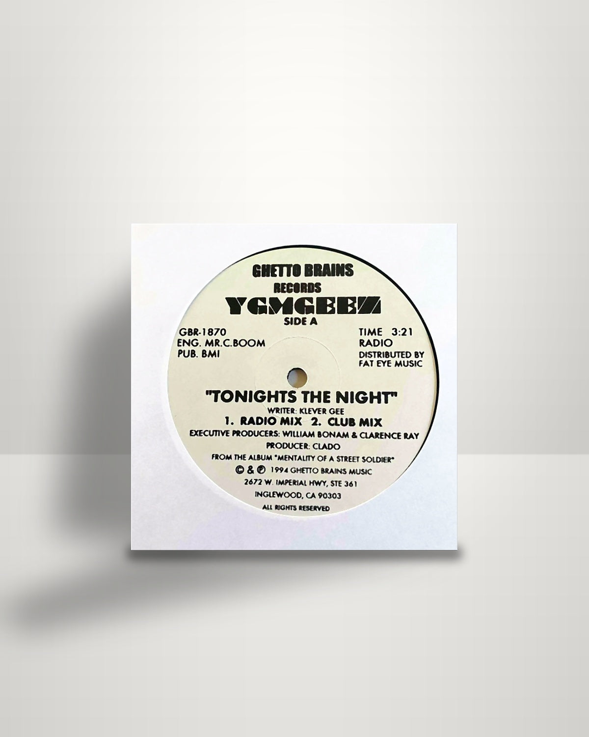 YGM Geez – Tonights The Night - 12" - Ghetto Brains Records US 1994