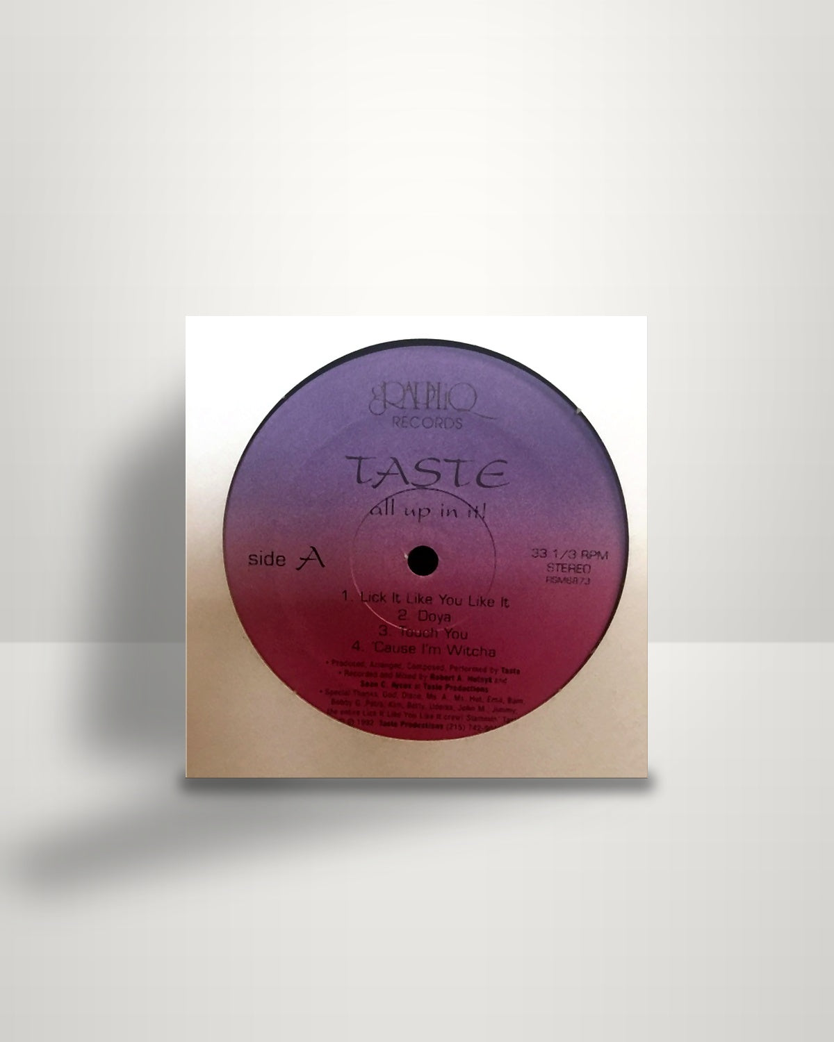 Taste – All Up In It! - 12" - Graphiq Records US 1992