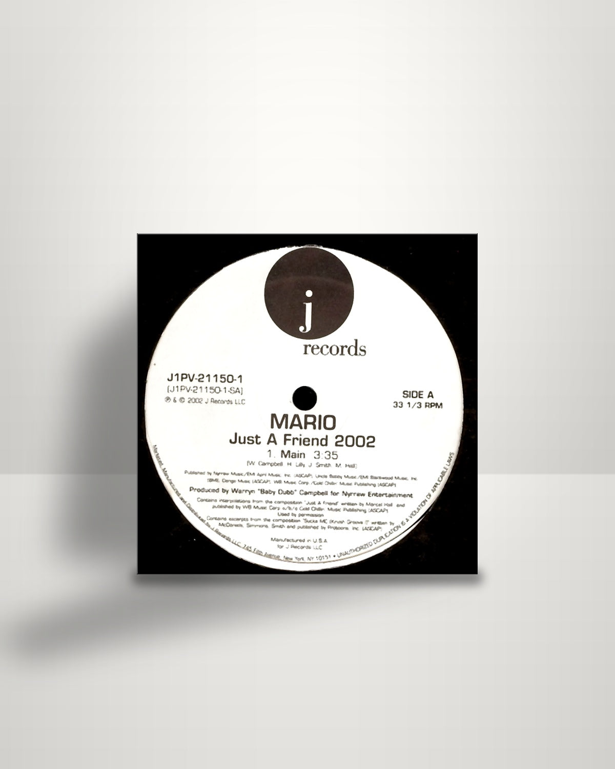Mario – Just A Friend 2002 - 12" - J Records US 2002