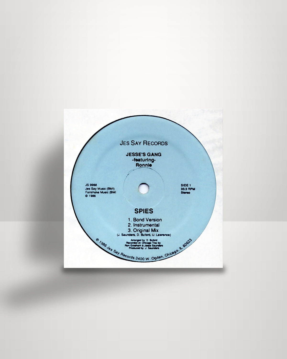Jesse's Gang Featuring Ronnie – Spies - 12" - Jes Say Records US 1986