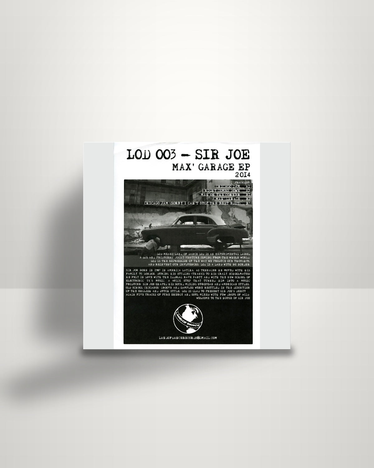 Sir Joe – Max' Garage EP - 12" - Land Of Dance Records IT 2014