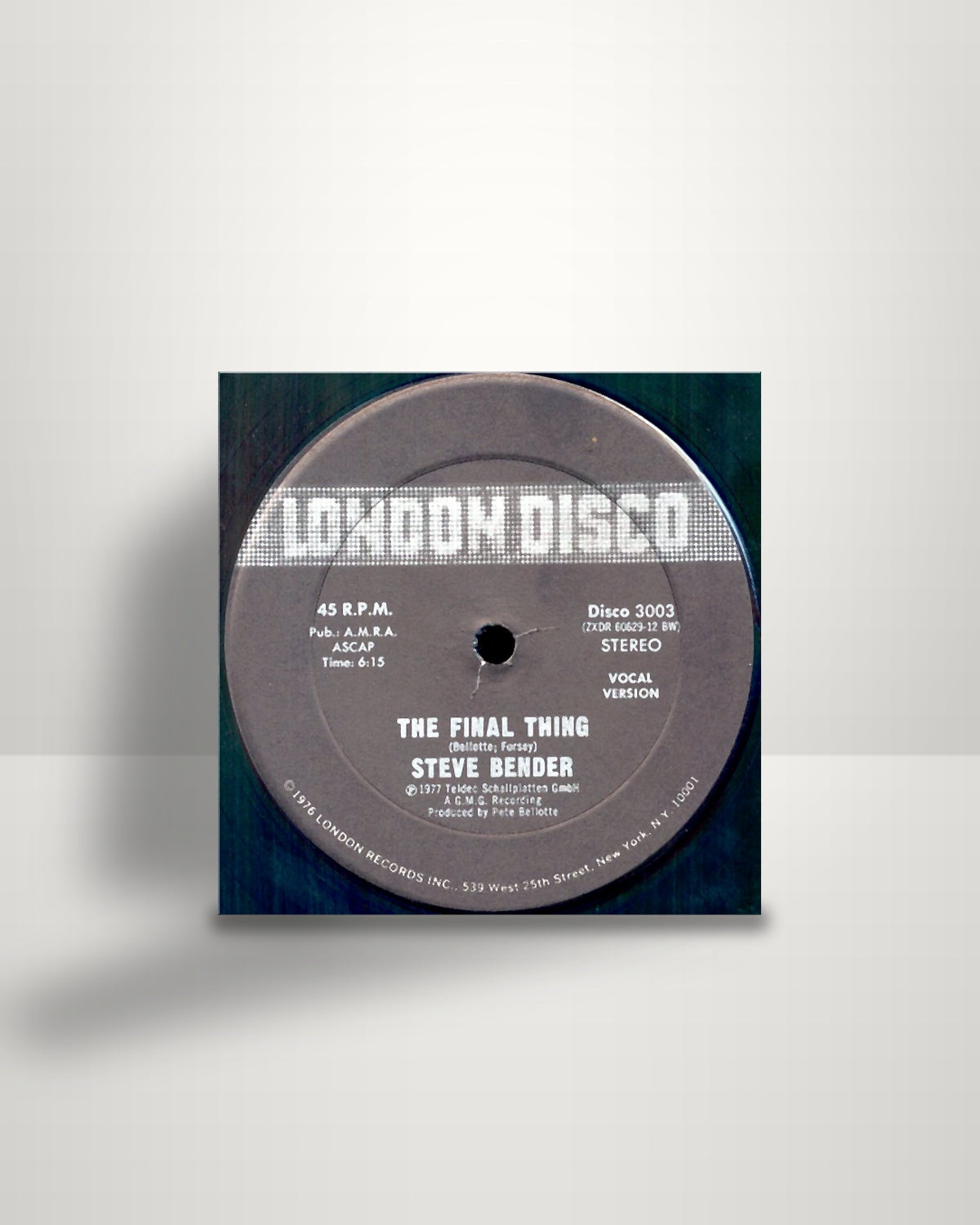 Steve Bender – The Final Thing - 12" - London Disco US 1977
