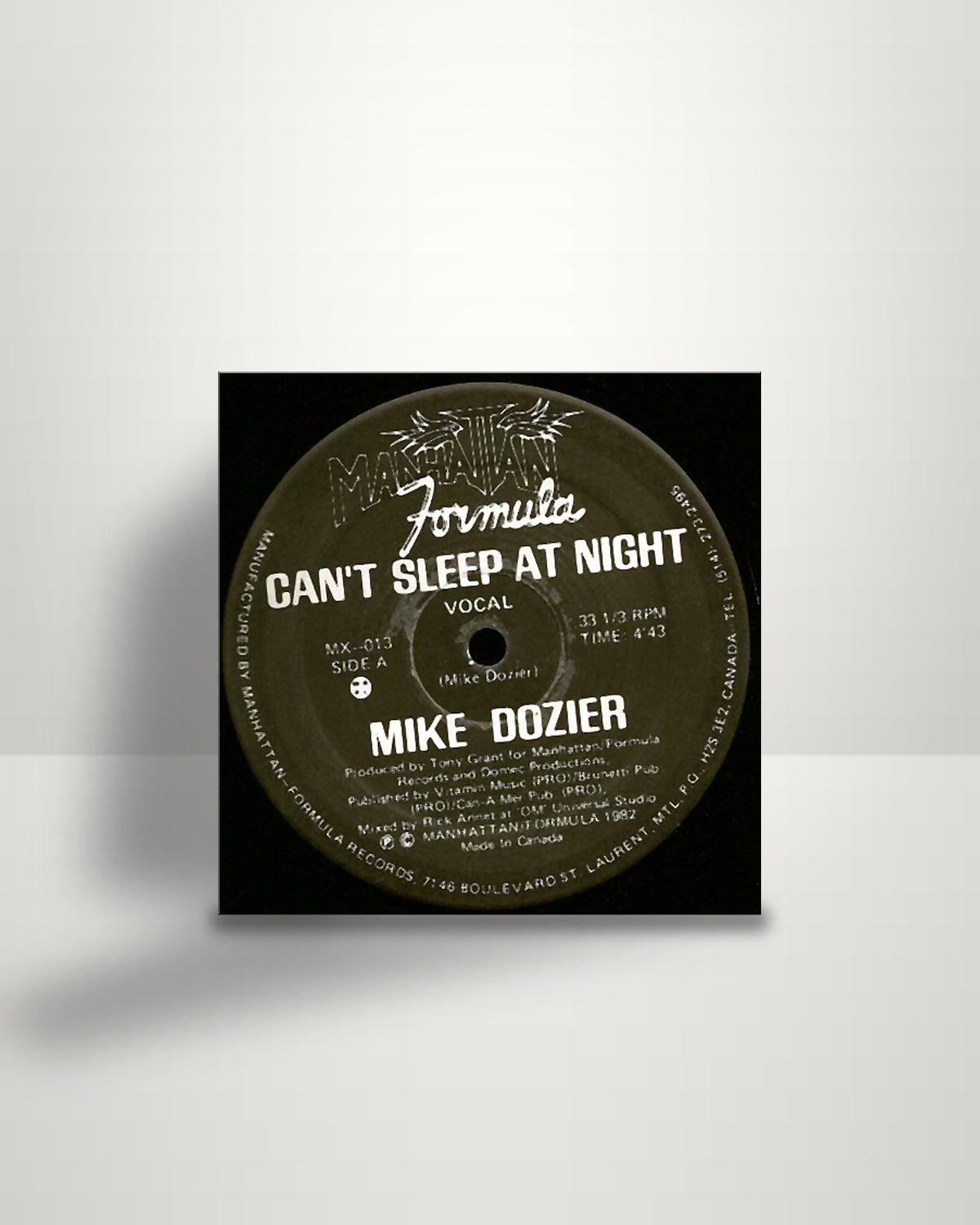 Michael Dozier – Can't Sleep At Night - 12" - Manhattan - Formula CA 1982