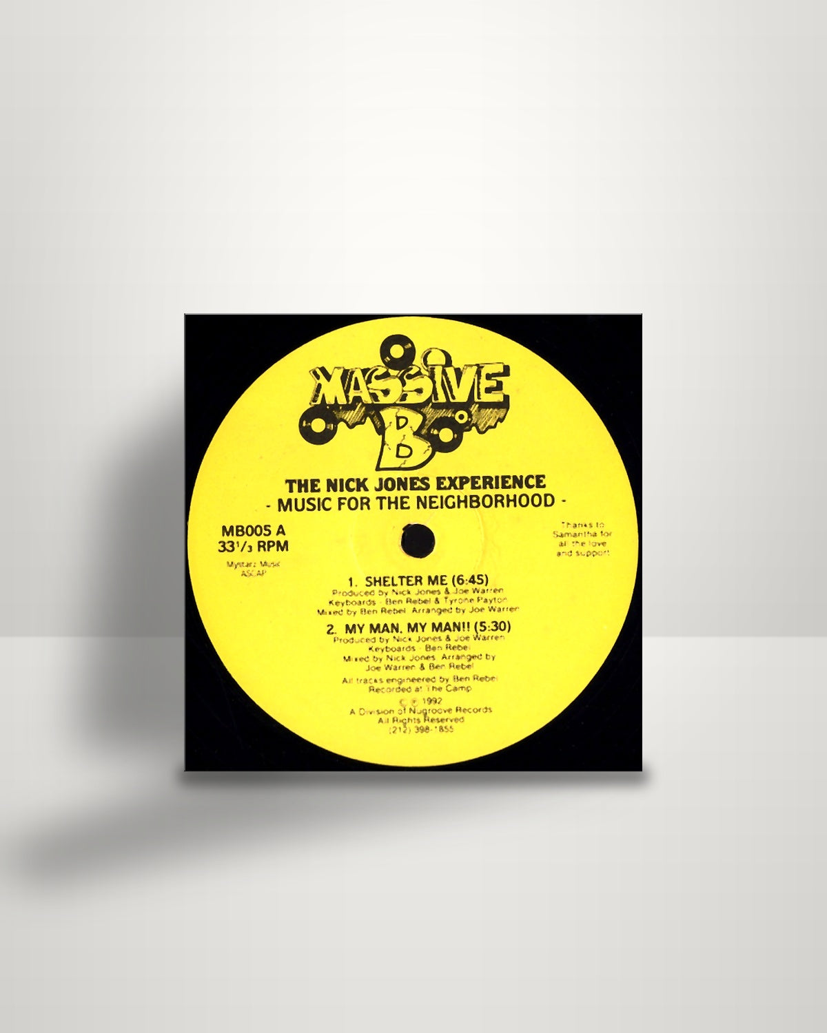Nick Jones Experience – Music For The Neighborhood - 12" - Massive B US 1992