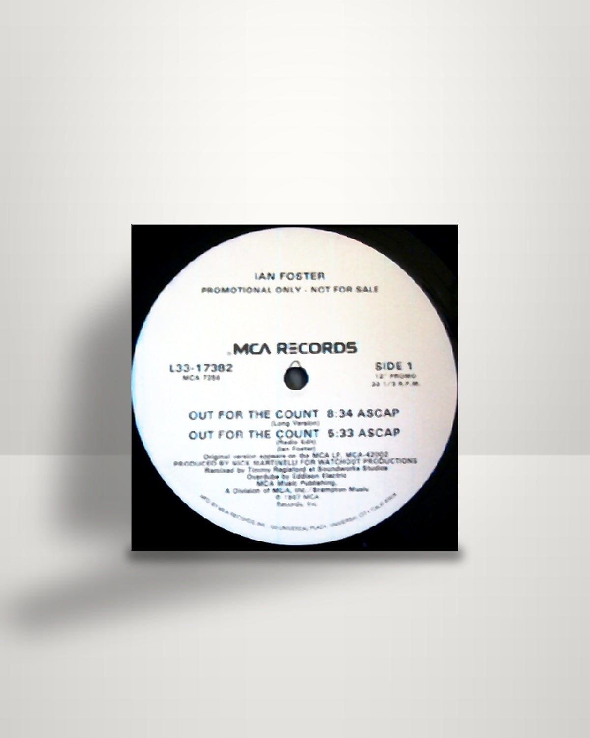 Ian Foster – Out For The Count - 12" - MCA Records US 1987