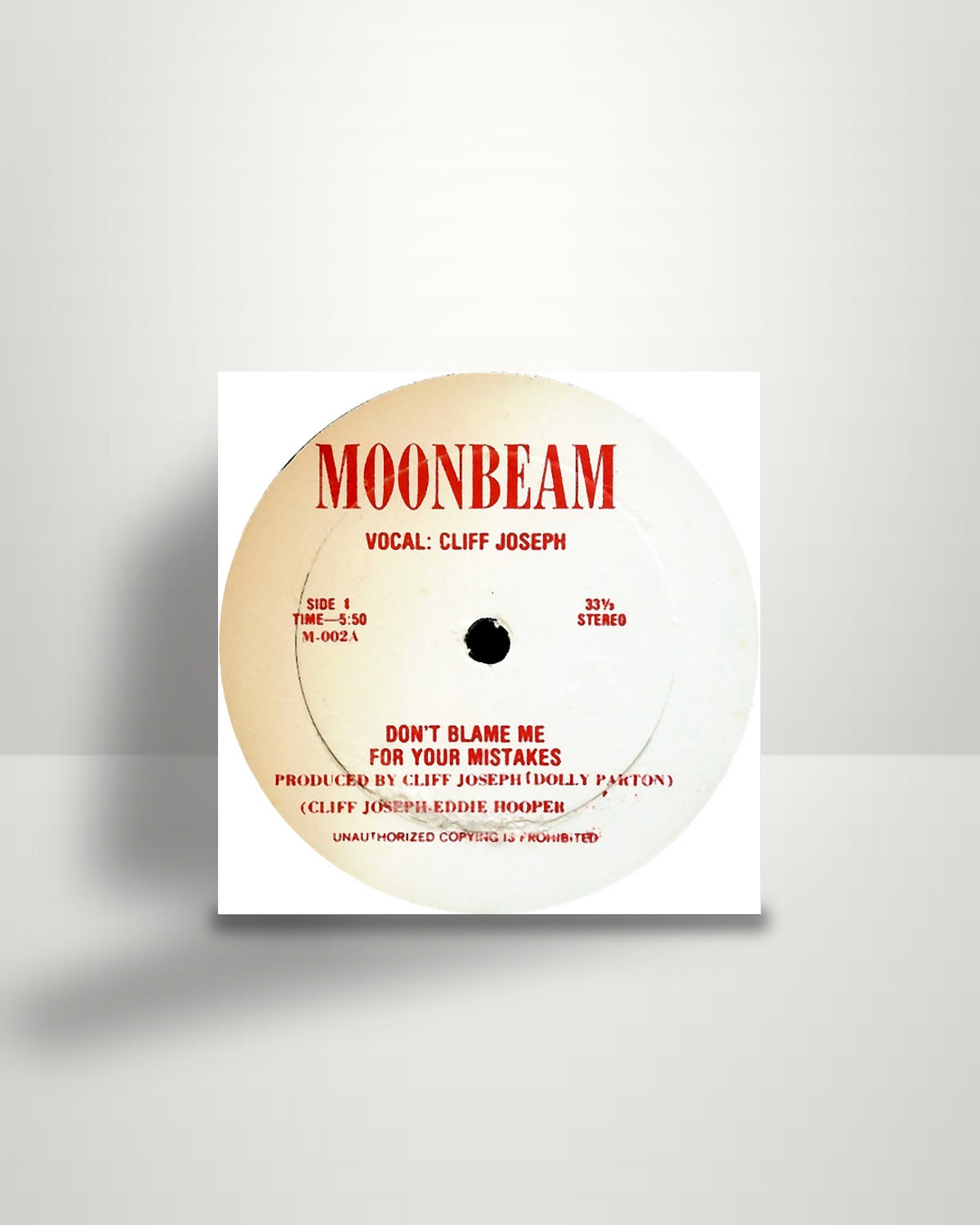 Cliff Joseph – Don't Blame Me For Your Mistakes - 12" - Moonbeam US