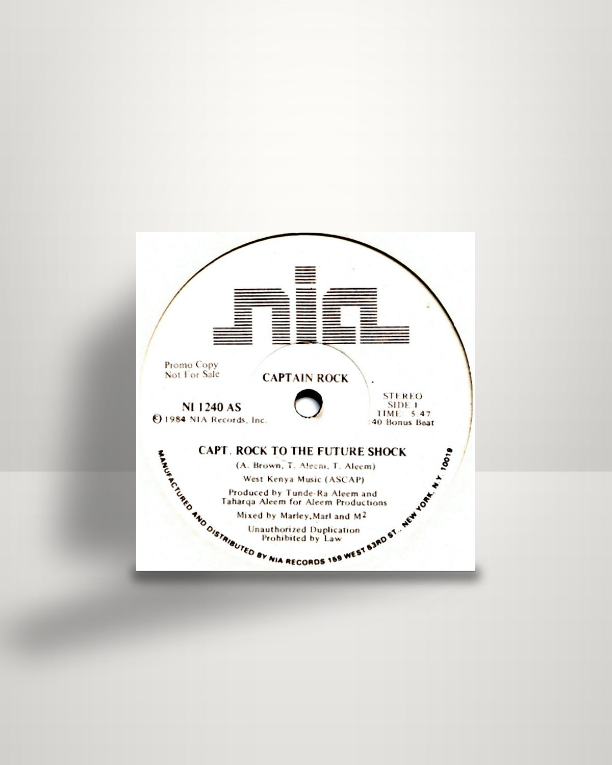 Captain Rock – Capt. Rock To The Future Shock - 12" - NIA Records US 1984