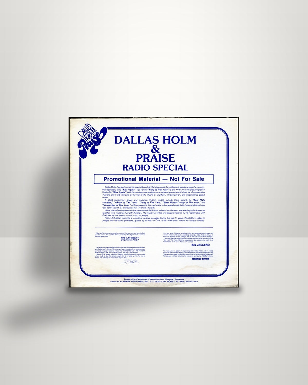 Dallas Holm & Praise – Dallas Holm & Praise Radio Special - LP - Not On Label US 1982