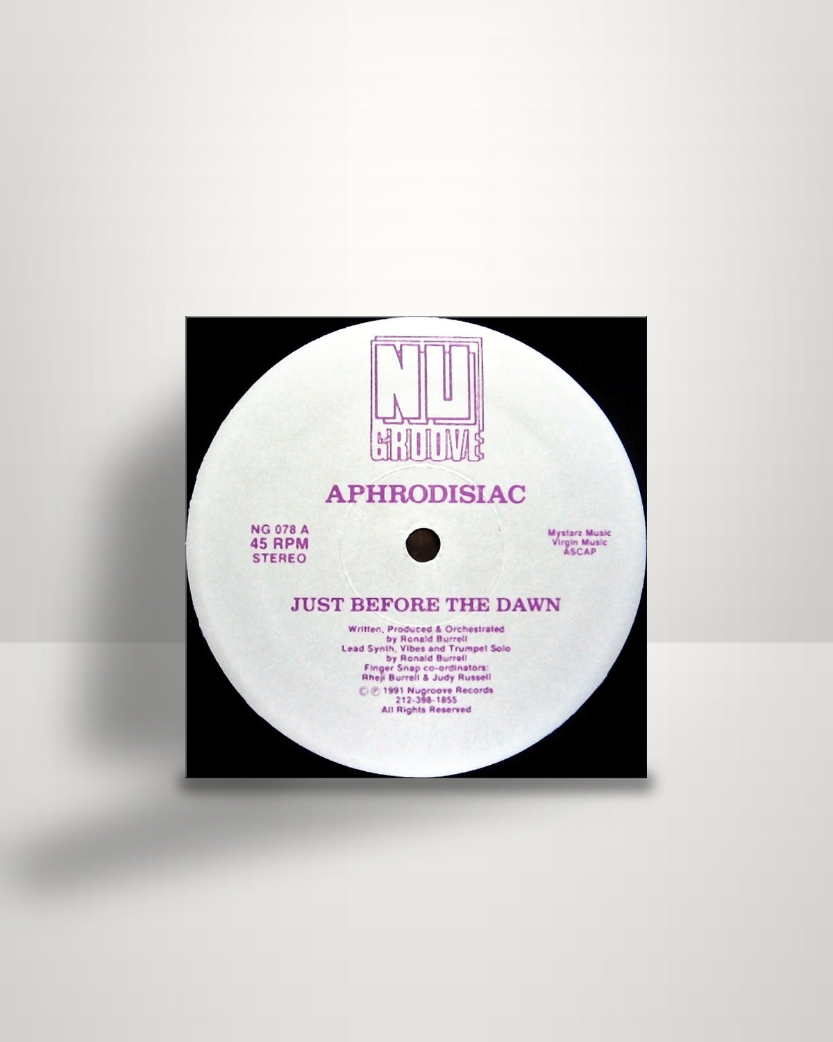 Aphrodisiac – Just Before The Dawn - 12" - Nu Groove Records US 1991