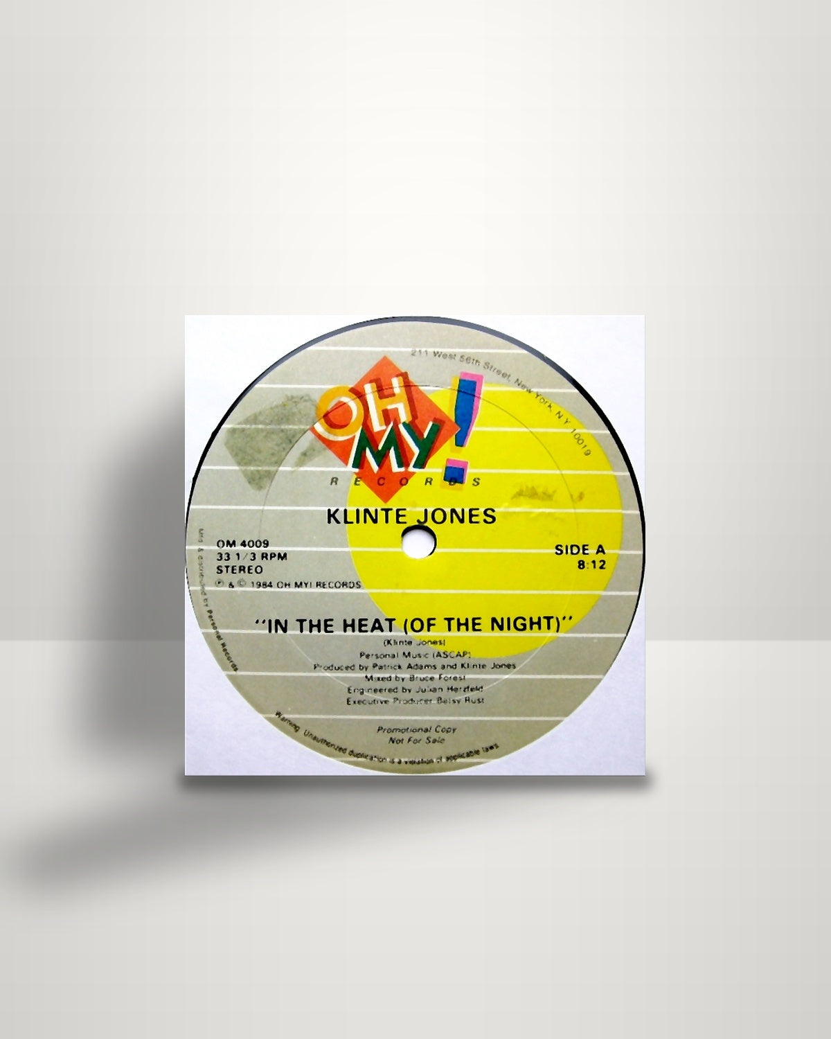 Klinte Jones – In The Heat (Of The Night) - 12" - Oh My! Records US 1984