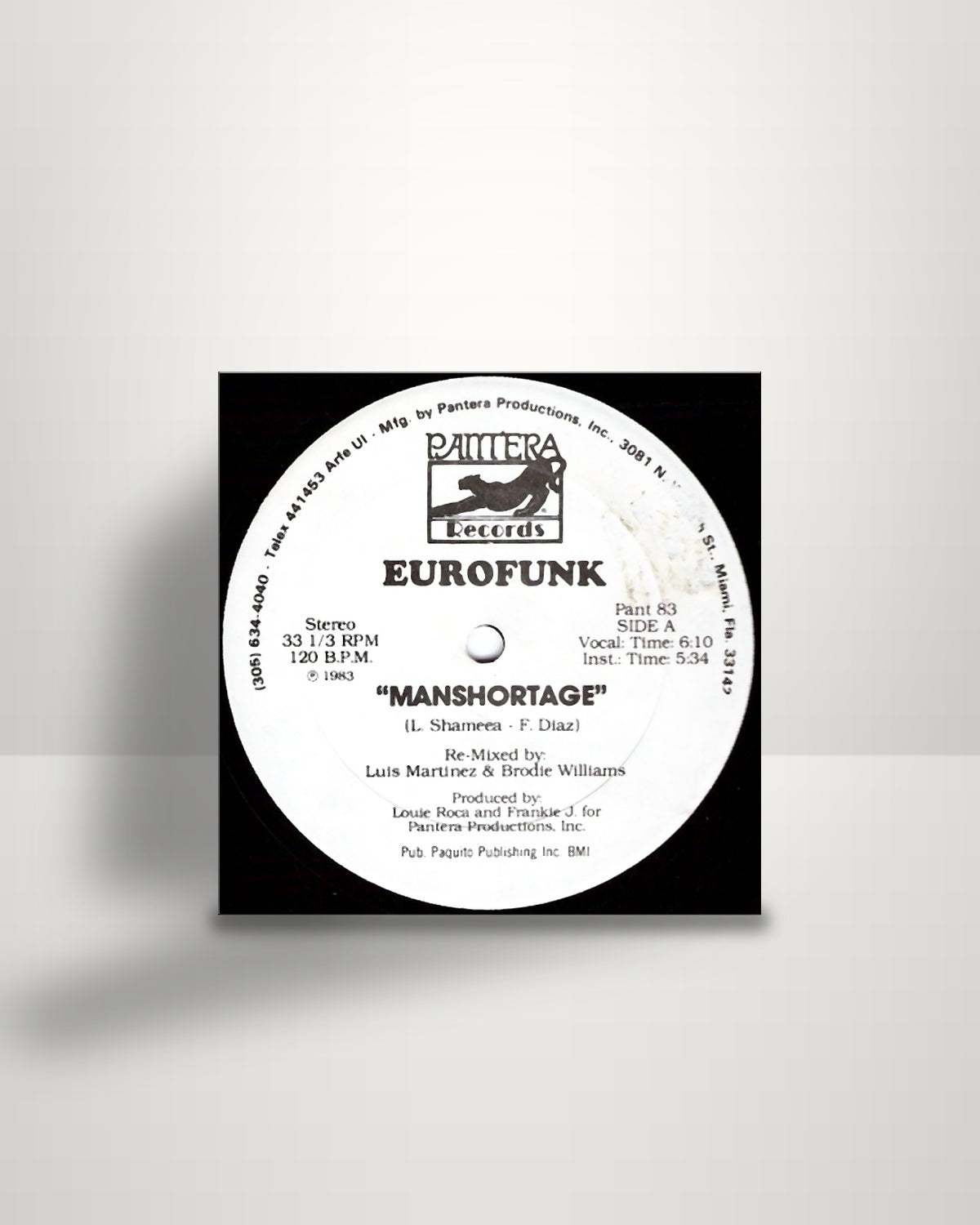 Euro Funk – Manshortage - 12" - Pantera Records US 1983
