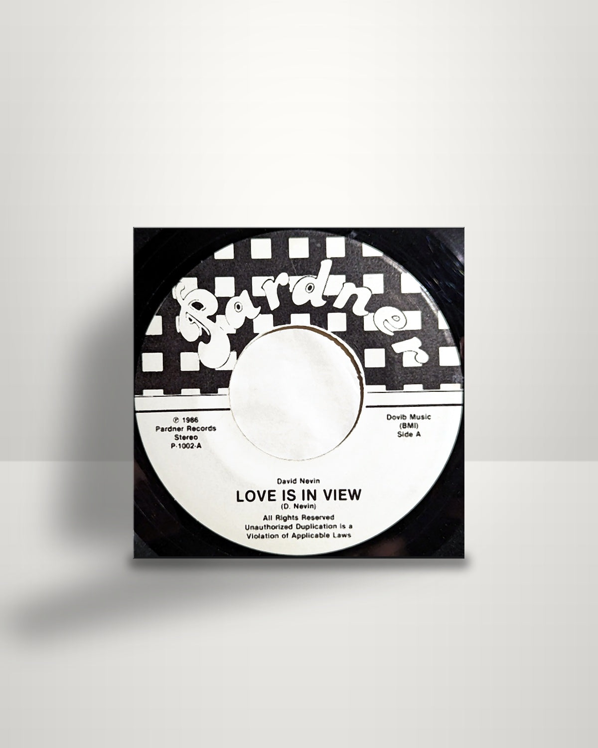 David Nevin – Love Is In View - 7" - Pardner US 1986