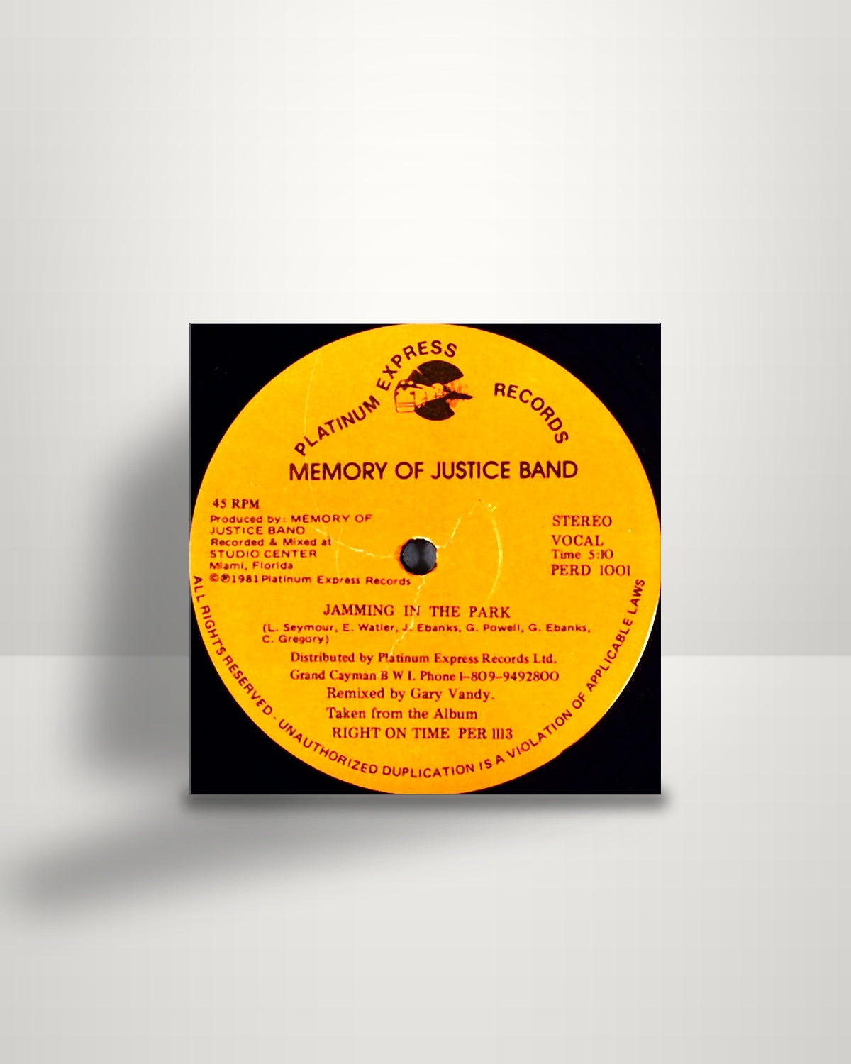 Memory Of Justice Band – Jamming In The Park - 12" - Platinum Express Records US 1981