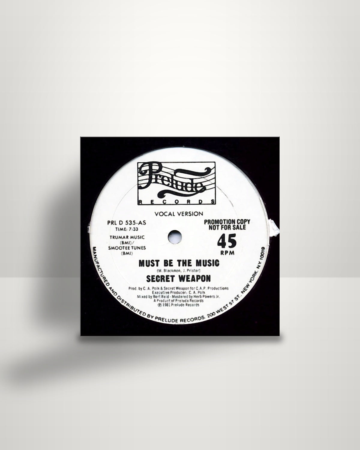 Secret Weapon – Must Be The Music - 12" - Prelude Records US 1981