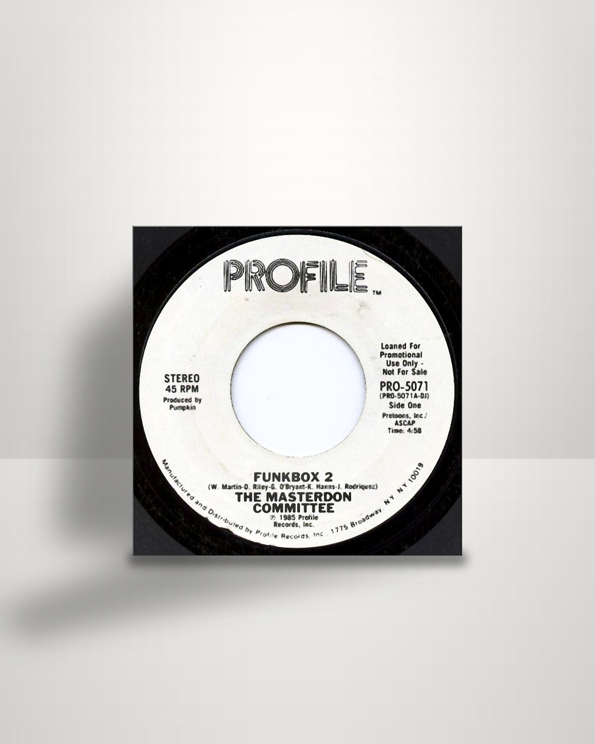 The Masterdon Committee – Funkbox 2 - 7" - Profile Records US 1985