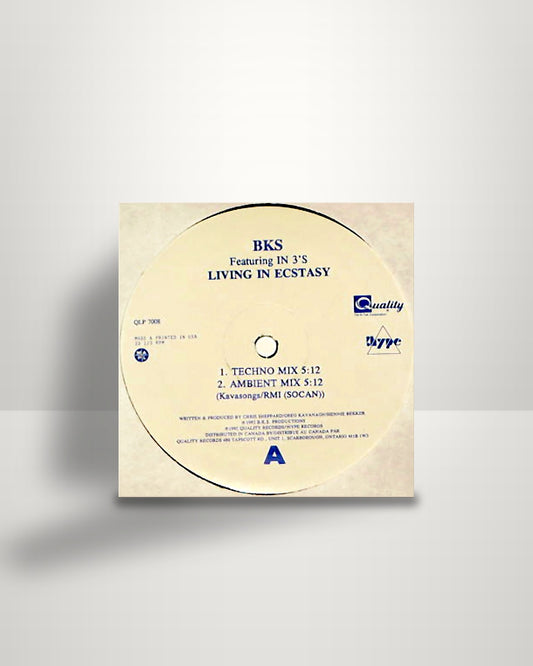 BKS Featuring In 3's – Living In Ecstasy - 12" - Quality CA 1992