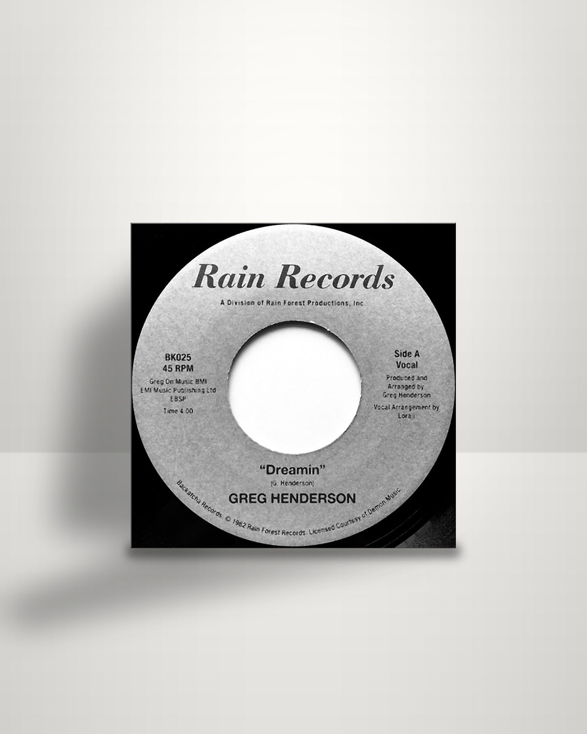 Greg Henderson – Dreamin - 7" - Rain Records UK 2019
