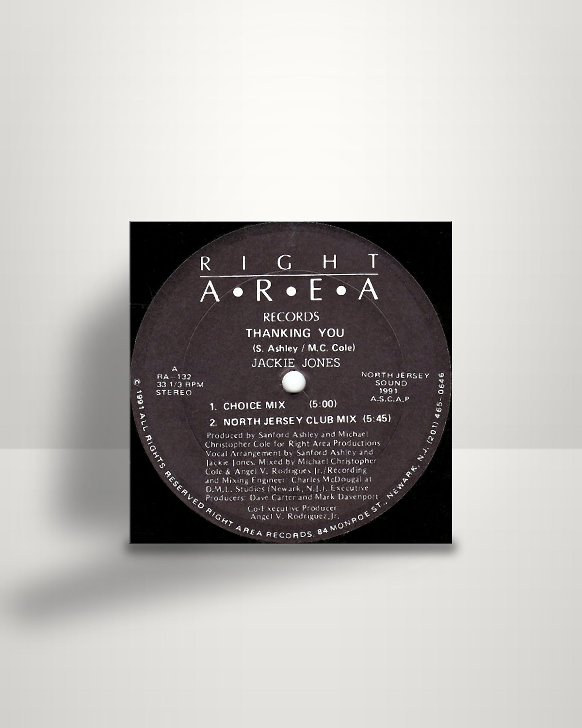 Jackie Jones – Thanking You - 12" - Right Area Records US 1991