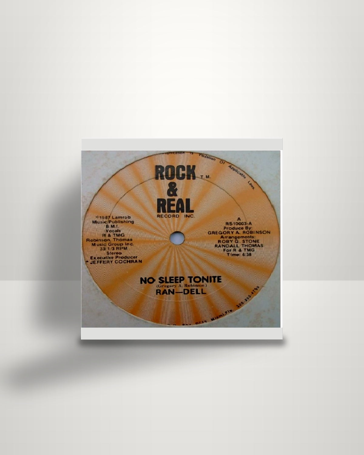 Randall – No Sleep Tonite - 12" - Rock & Real Record Inc. US 1987