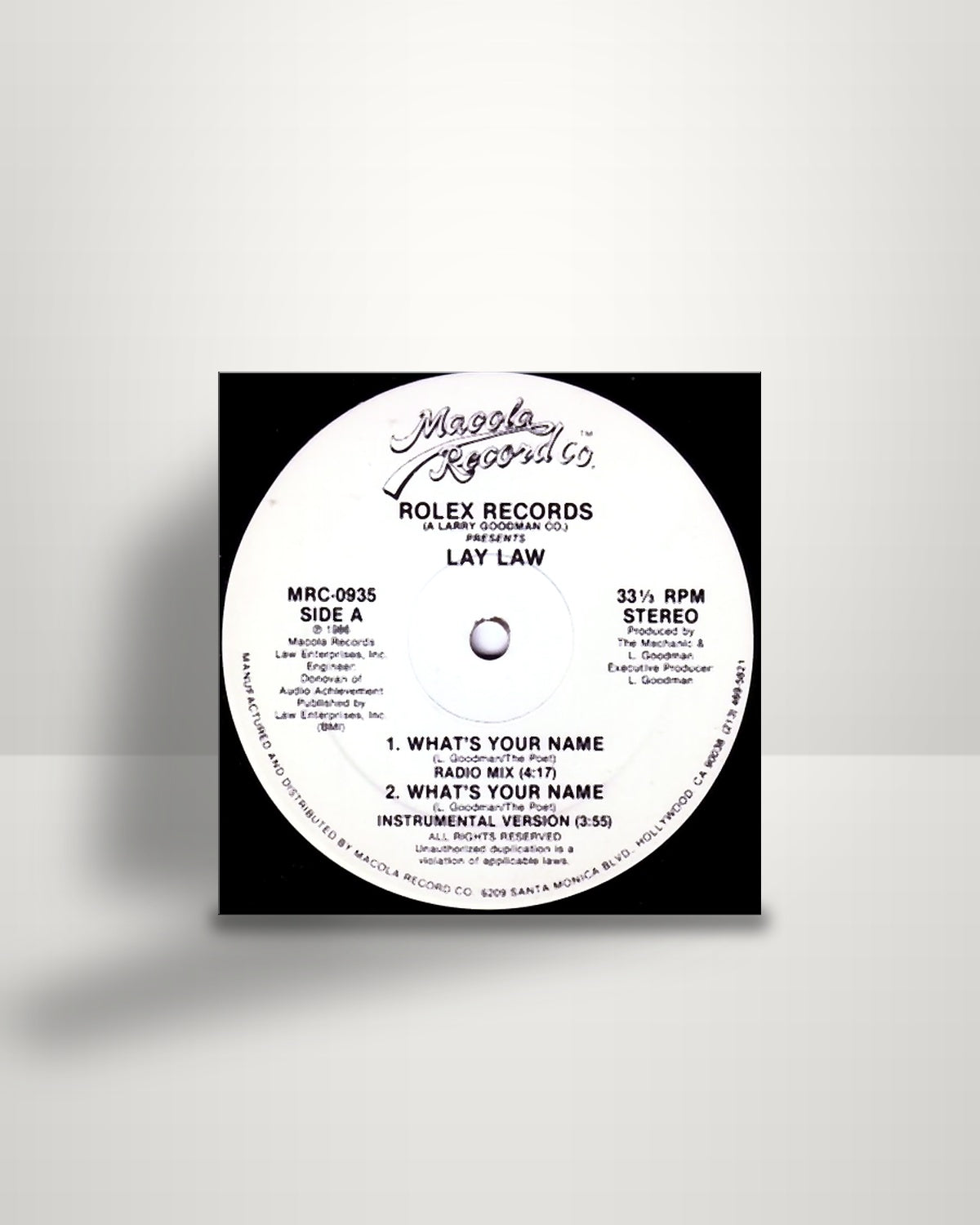 Lay Law – What's Your Name - 12" - Rolex Records US 1986