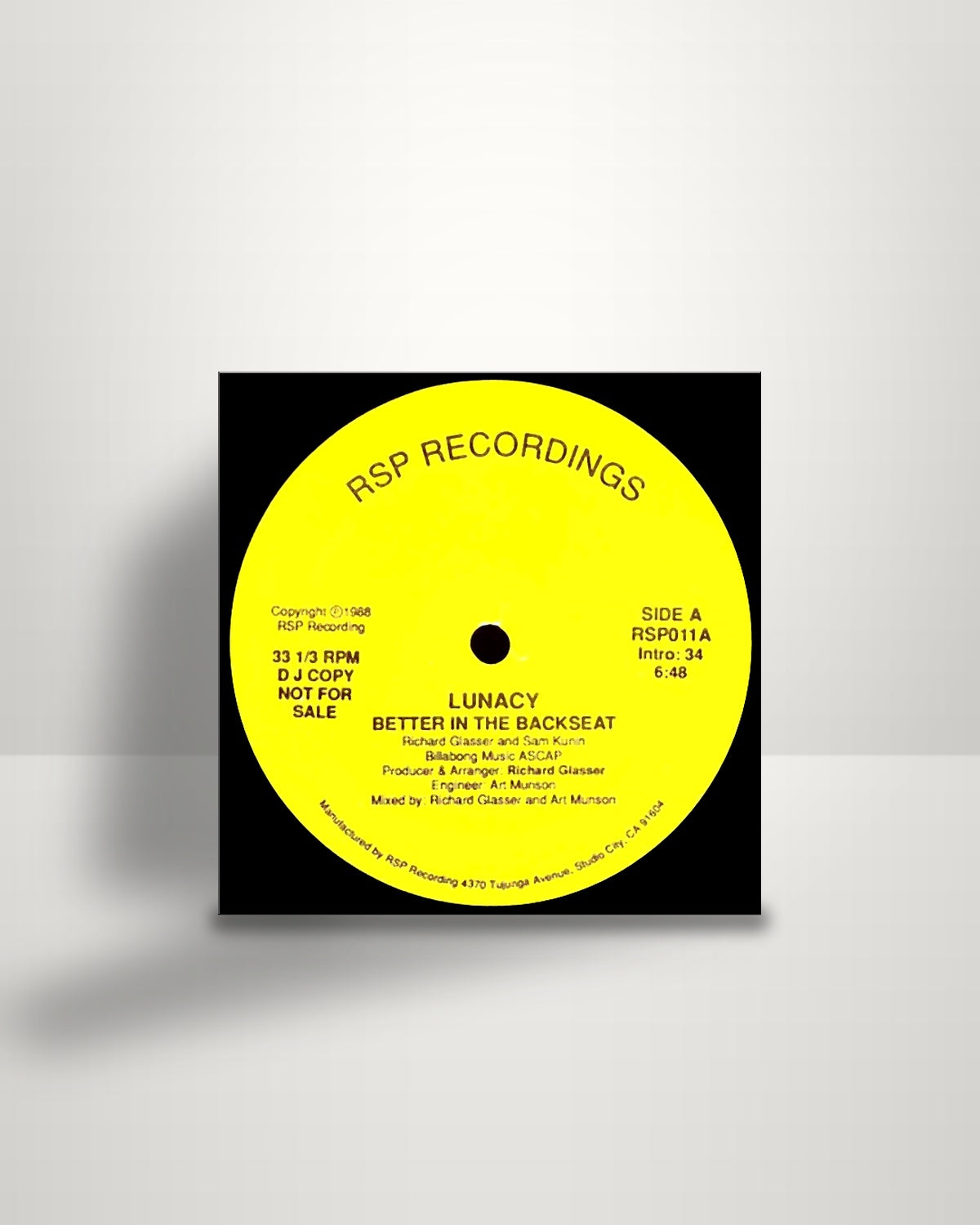Lunacy – Better In The Backseat - 12" - RSP Recordings US 1988