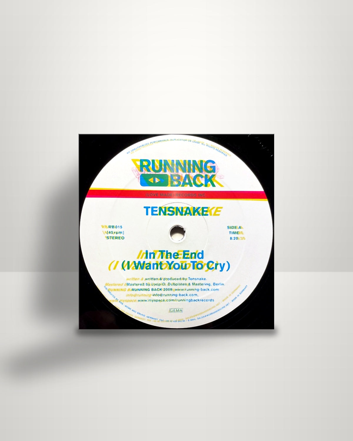 Tensnake – In The End (I Want You To Cry) - 12" - Running Back DE 2009