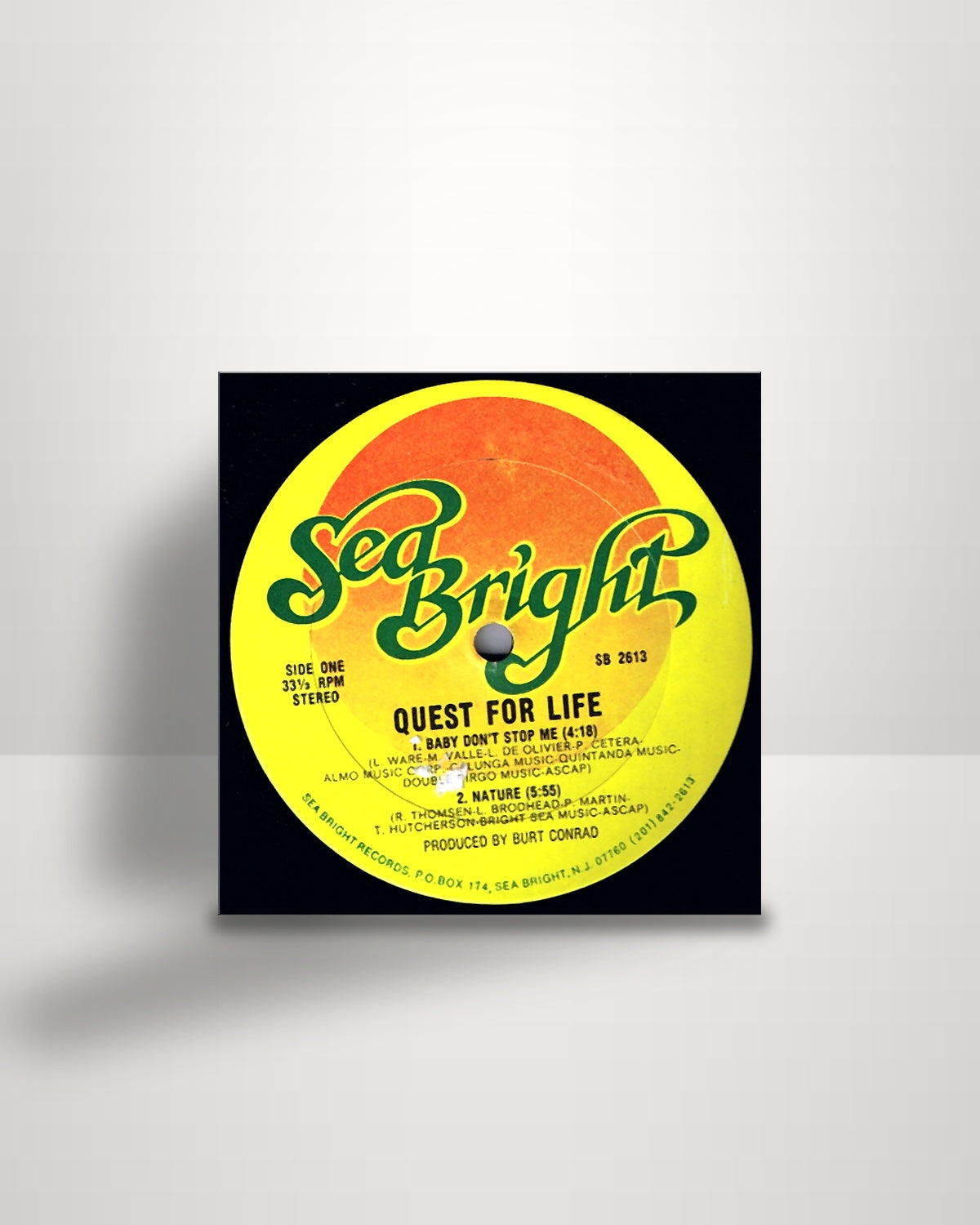 Quest For Life – Baby Don't Stop Me - 12" - Sea Bright Records US 1986