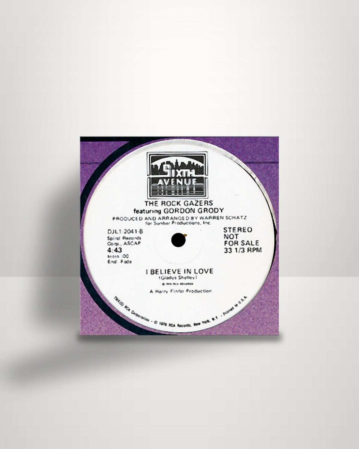 Rock Gazers Featuring Gordon Grody – I Believe In Love - 12" - Sixth Avenue US 1976
