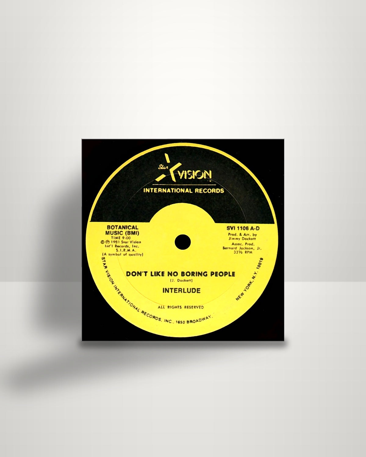 Interlude – Don't Like No Boring People - 12" - Star Vision International Records US 1981