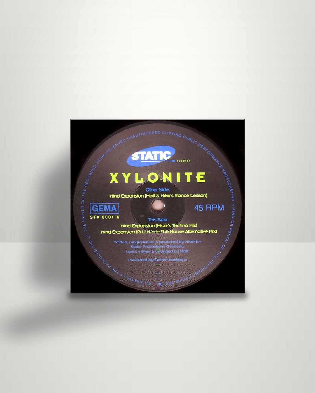 Xylonite – Mind Expansion - 12" - Static Records DE 1993