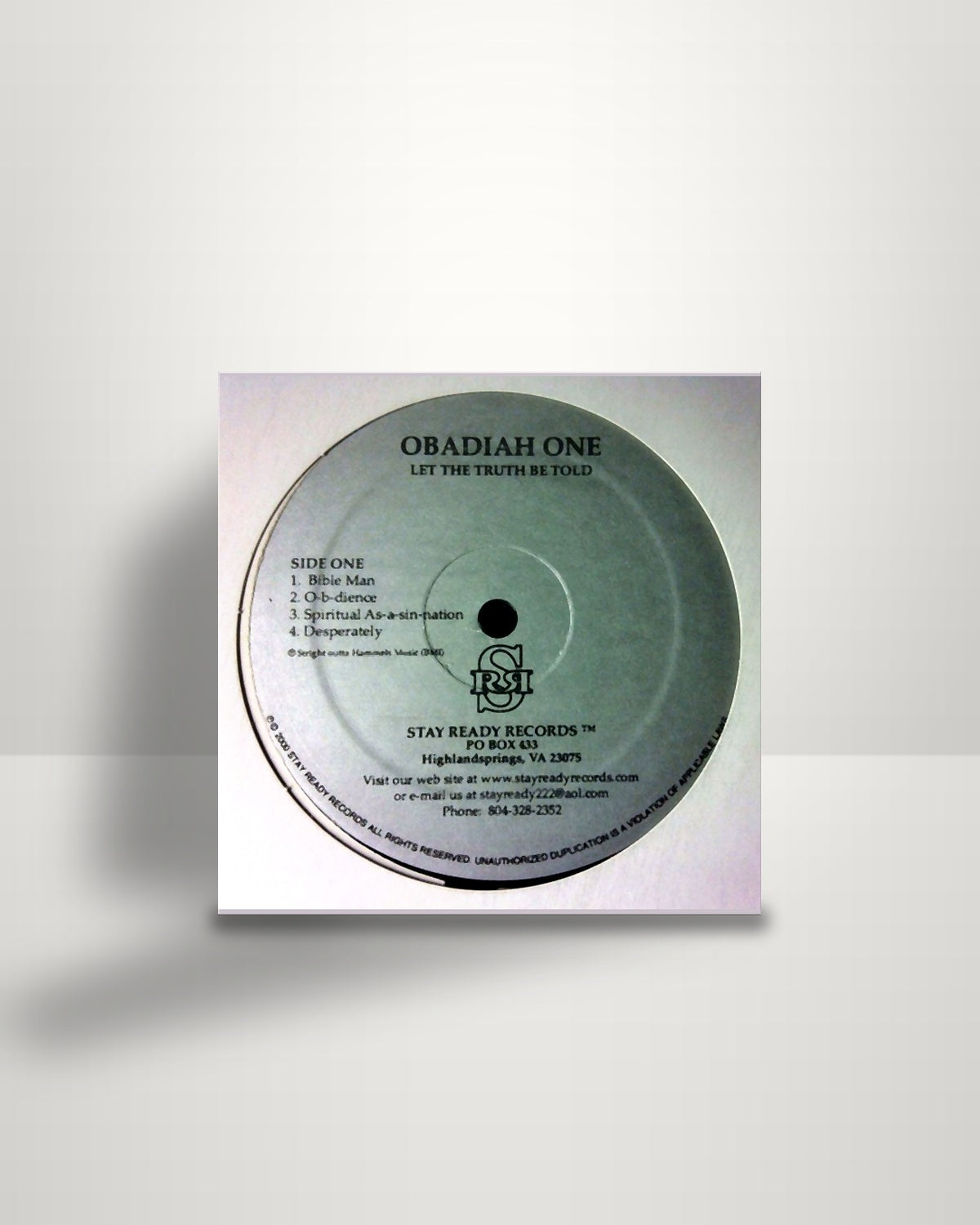 Obadiah One – Let The Truth Be Told - 12" - Stay Ready Records US 2000