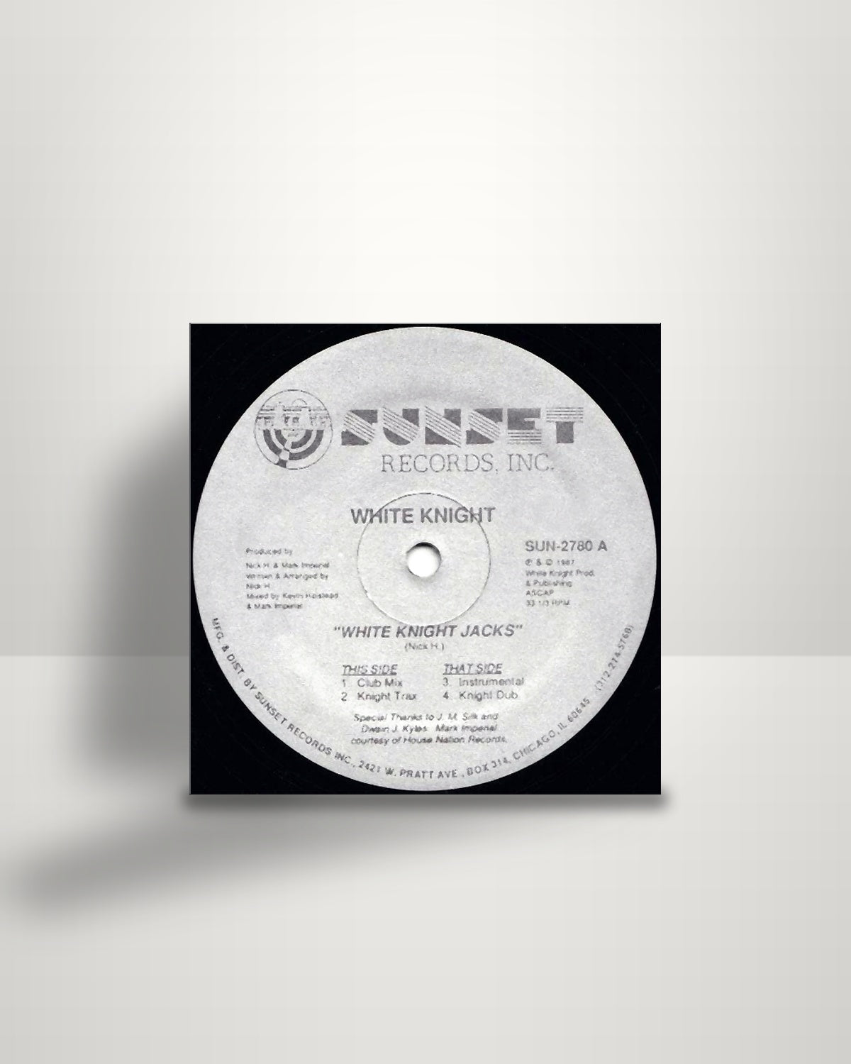 White Knight – White Knight Jacks - 12" - Sunset Records Inc. US 1987