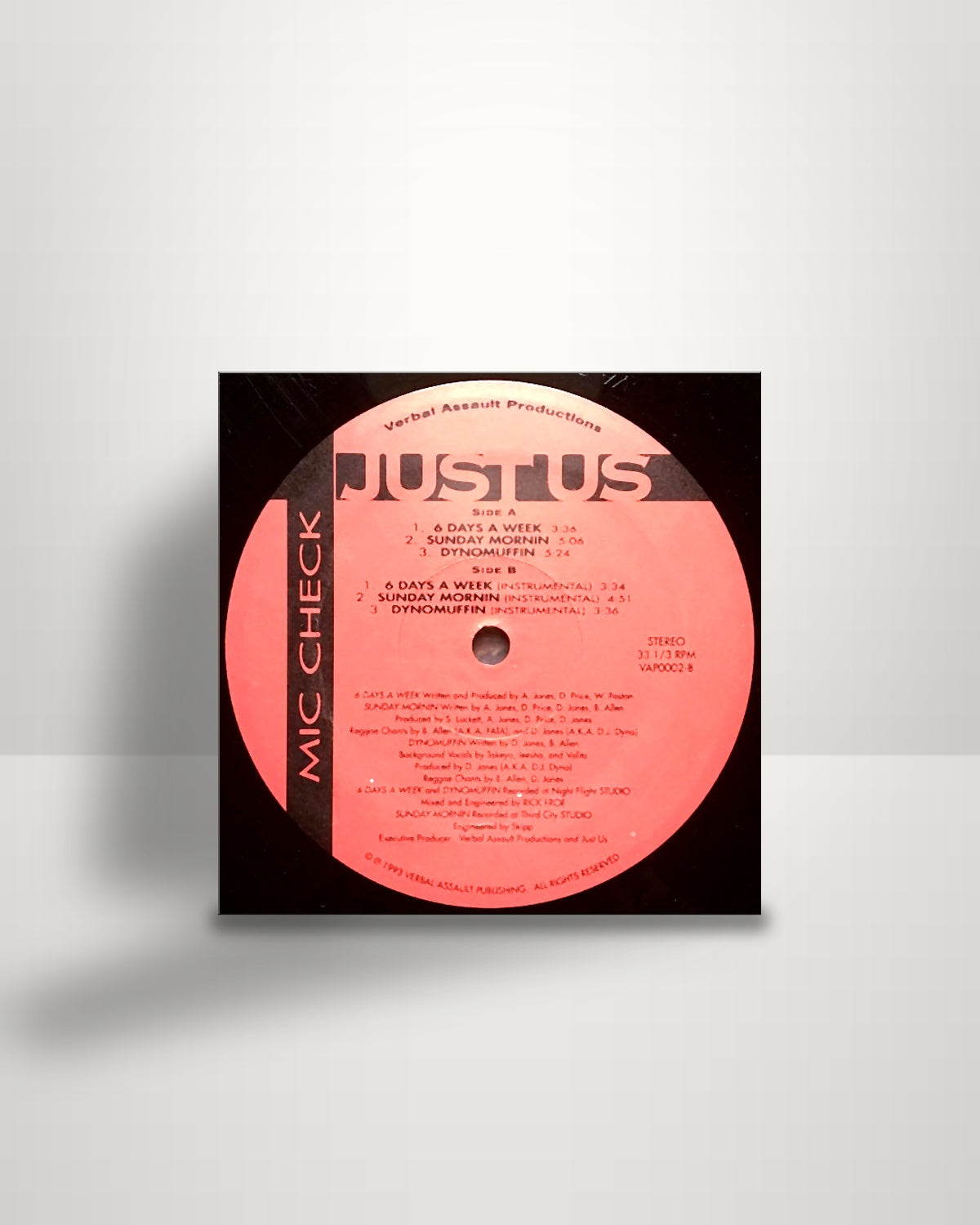 Just Us – Mic Check - 12" - Verbal Assault Productions US 1993