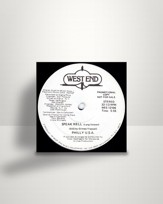 Philly U.S.A. – Speak Well - 12" - West End Records US 1977