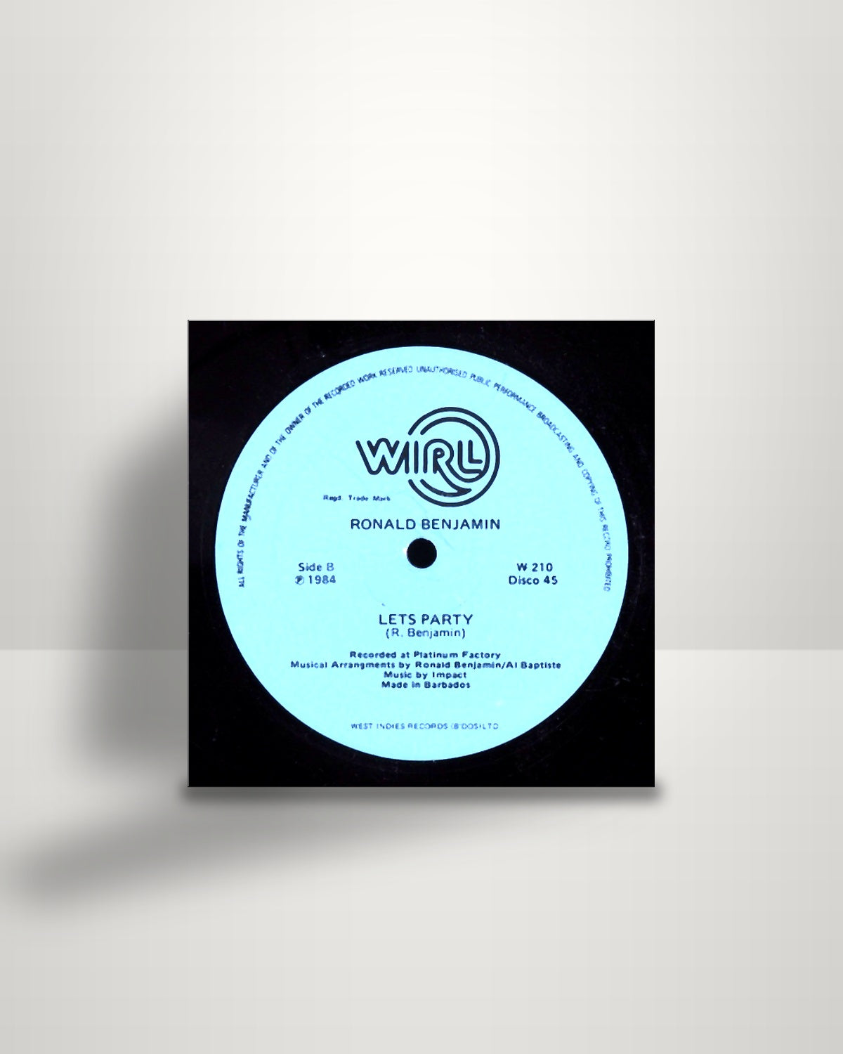 Ronnie Benjamin – Can't Slow Down / Lets Party - 12" - WIRL BA 1984